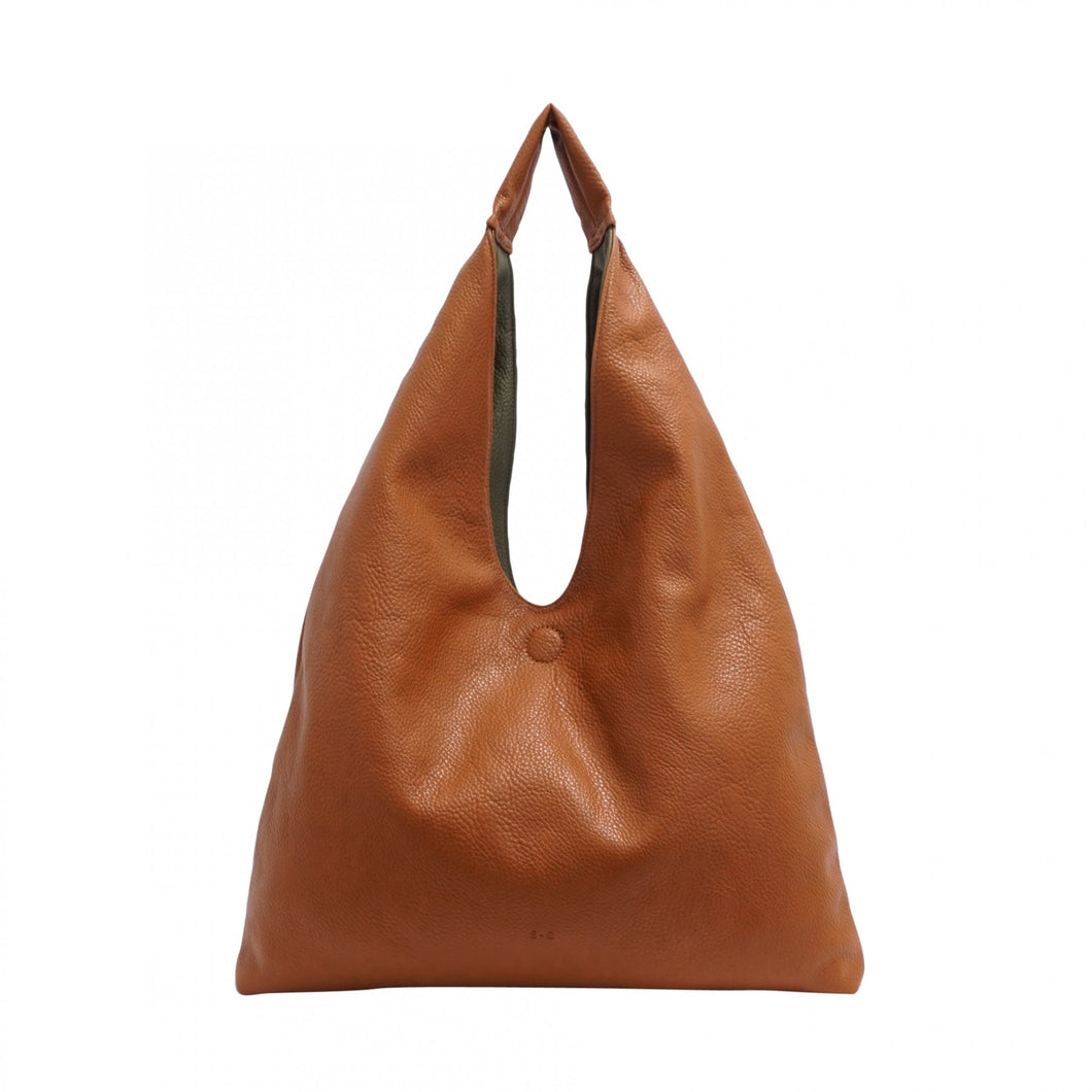 Cecilia 2 in 1 Reversible Hobo - Cognac/Green