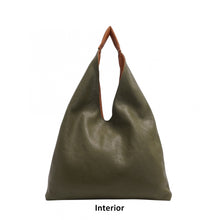 Load image into Gallery viewer, Cecilia 2 in 1 Reversible Hobo - Cognac/Green
