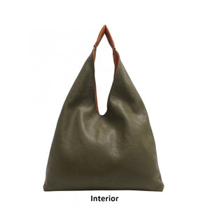 Cecilia 2 in 1 Reversible Hobo - Cognac/Green