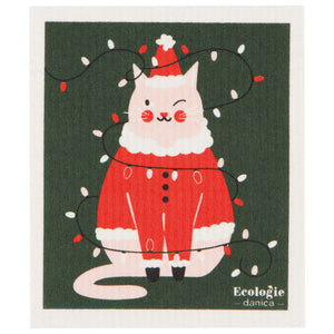 Festive Feline Swedish Sponge Cloth