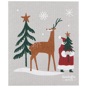 Santa's Reindeer Swedish Sponge Cloth