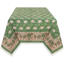 Load image into Gallery viewer, Peony Block Print Tablecloth 60 x 90 Inches
