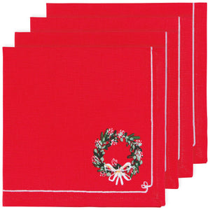 Wreaths Printed Napkins - Set of 4