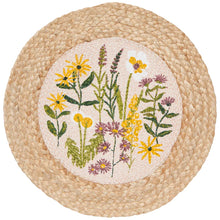 Load image into Gallery viewer, Bees &amp; Blooms Braided Round Placemat
