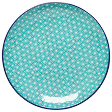 Load image into Gallery viewer, Aqua Stars Stamped Appetizer Plate
