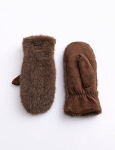 Brown Faux Fur Mittens