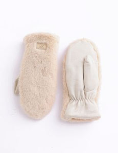 Creme Faux Fur Mittens