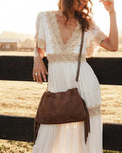 Load image into Gallery viewer, Reese Shoulder Bag- Suede Chocolate
