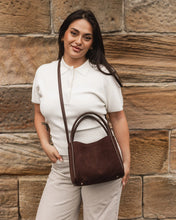 Load image into Gallery viewer, Steffie Suede Mini Tote Bag- Chocolate
