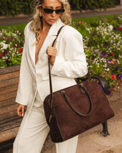 Load image into Gallery viewer, Blaire Suede Tote Bag- Chocolate
