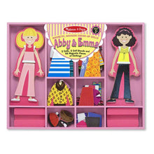 Load image into Gallery viewer, Abby &amp; Emma Magnetic Wooden Dress-Up Dolls
