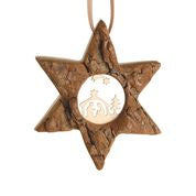 Nativity 6-Point Star Wood Ornament