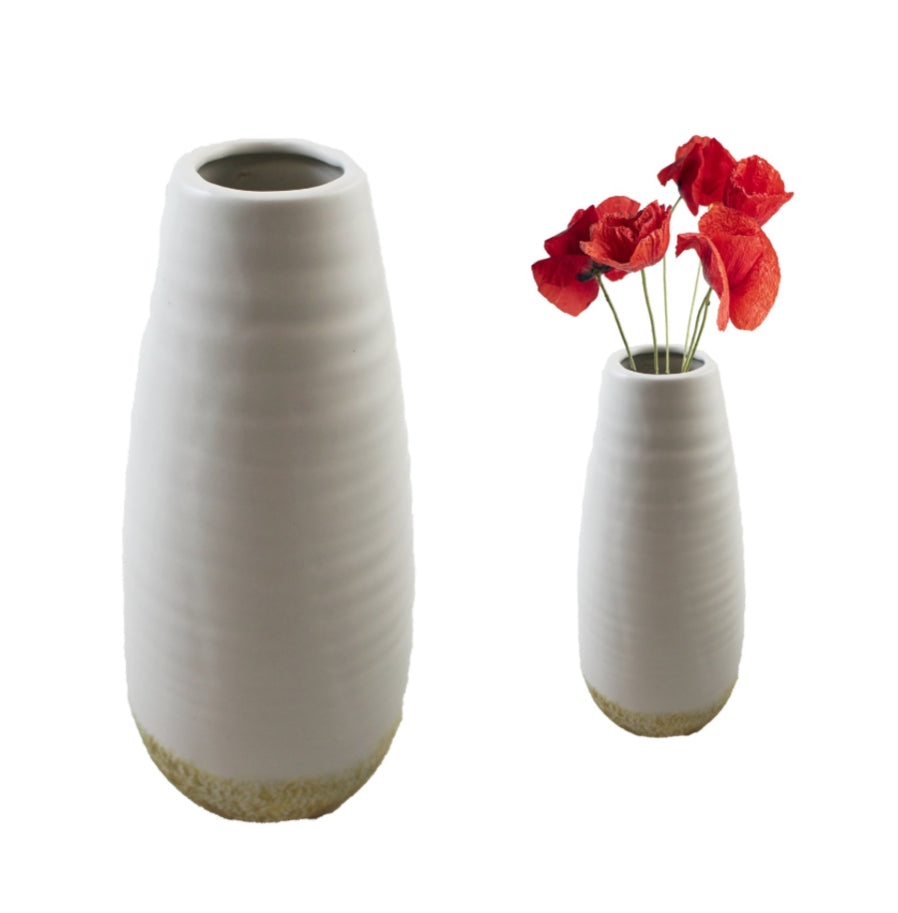 White Ribbed Vase