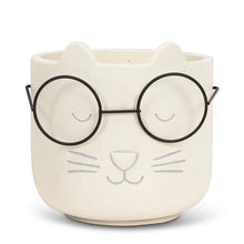 Load image into Gallery viewer, Large Cat Face Planter with Glasses
