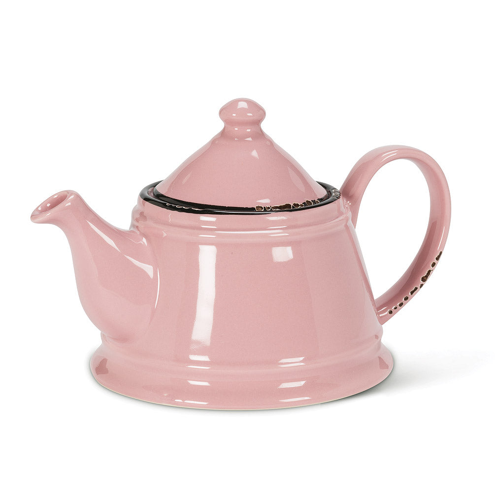 Pink Enamel Look Teapot