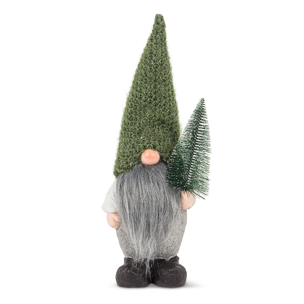 Large Gnome with Knit Hat and Tree