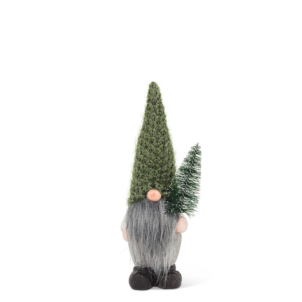 Small Gnome with Knit Hat and Tree