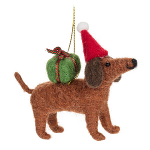 Dachshund with Gift Ornament