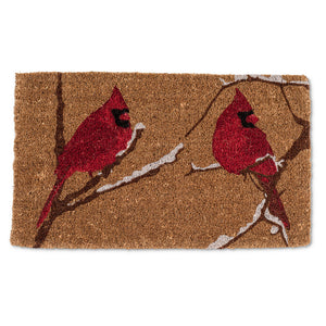 Cardinals on Snowy Branch Doormat