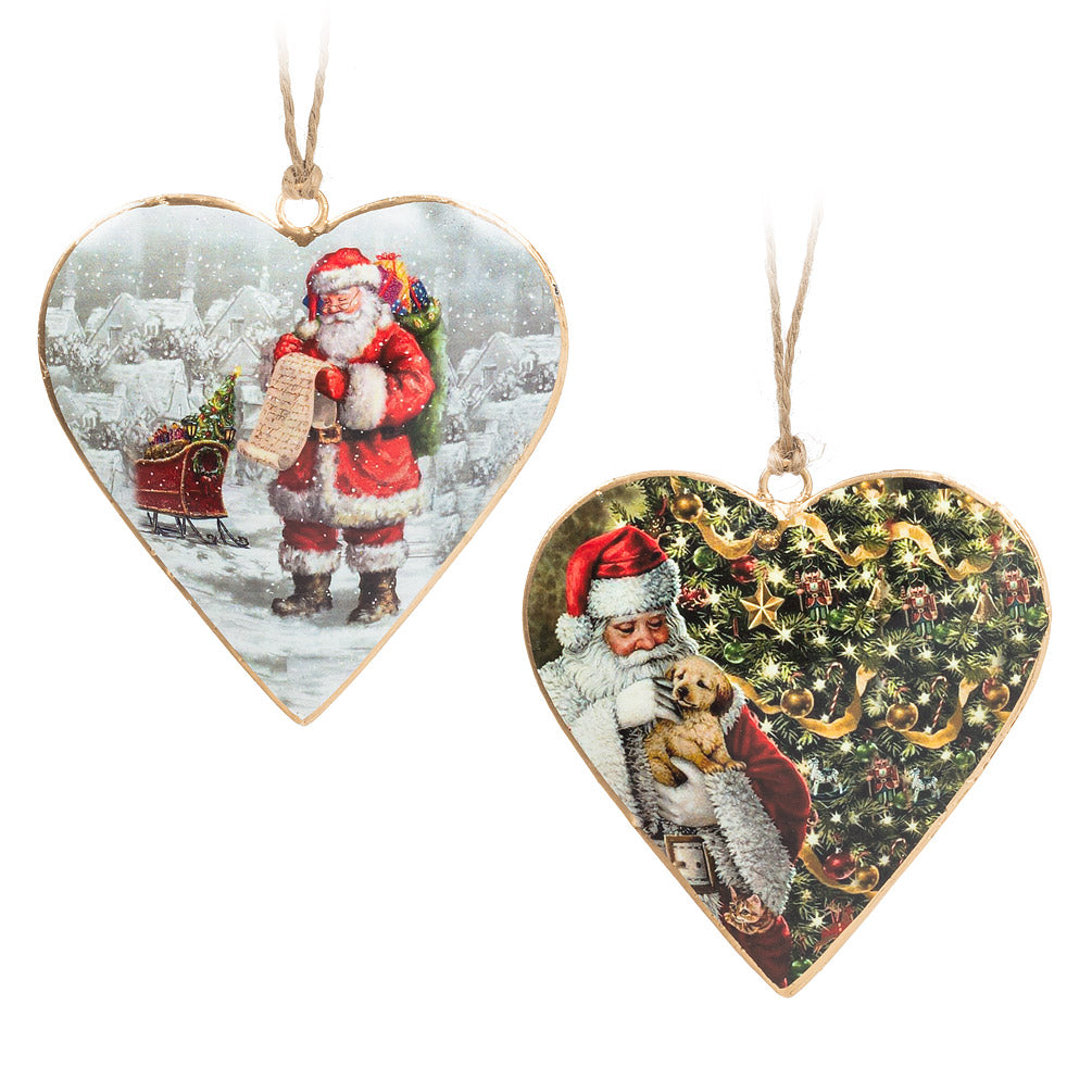 Vintage Santa Hearts Ornament