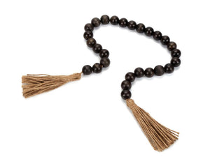 Black Boho Bead Garland With Tassels