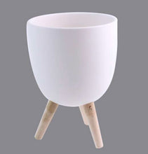 Load image into Gallery viewer, White Ceramic Planter With Legs - Medium FINAL SALE AS IS
