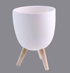 White Ceramic Planter With Legs - Medium FINAL SALE AS IS