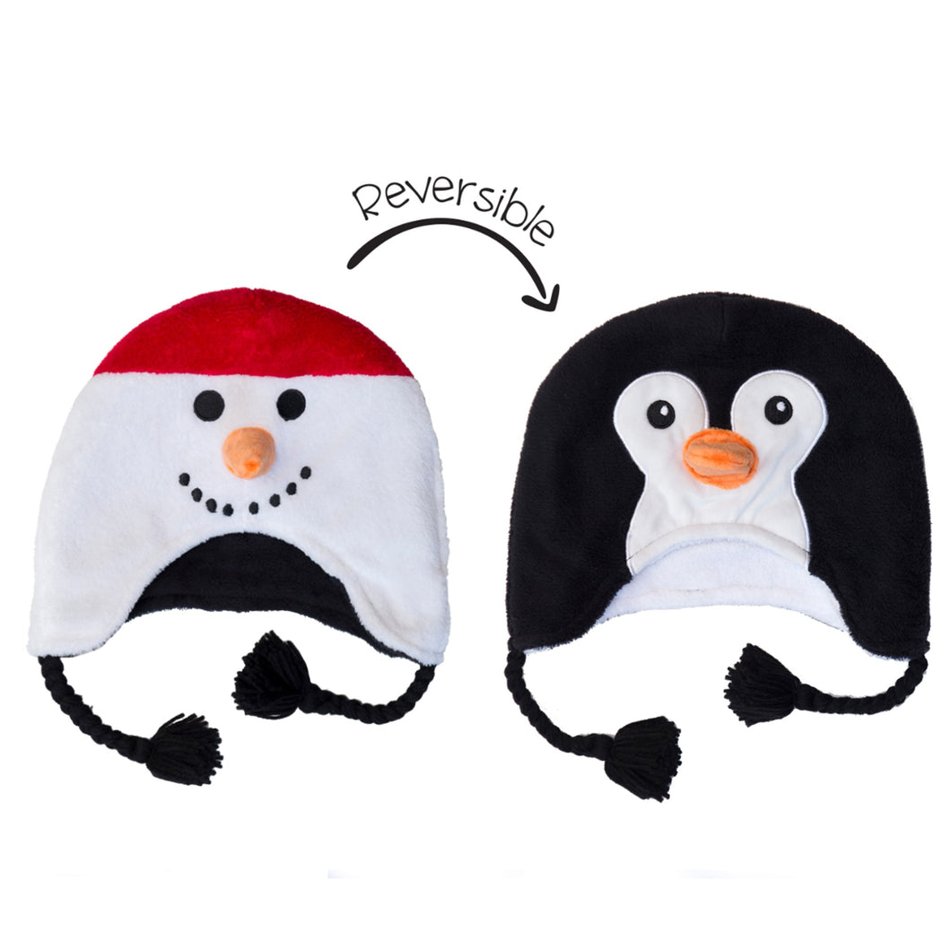 Kids UPF50+ Winter Hat - Snowman/Penguin