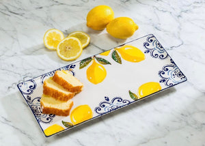 Sorrento Lemon Print Small Rectangle Platter