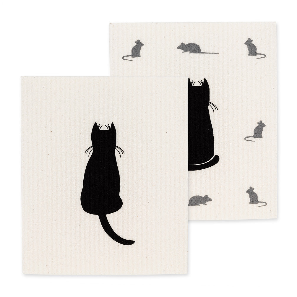 Cat & Mice Swedish Dishcloths - Set of 2