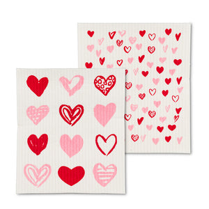 Hearts Swedish Dishcloths - Set of 2