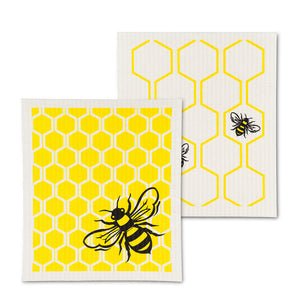 Bee & Honeycomb Swedish Dishcloths - Set of 2