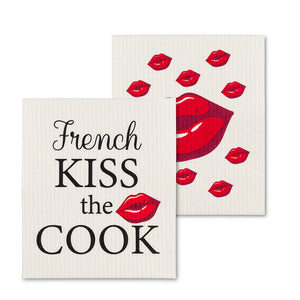 French Kiss The Cook Swedish Dishcloths - Set of 2