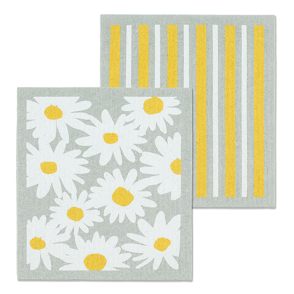 Daisies & Stripes Swedish Dishcloths - Set of 2