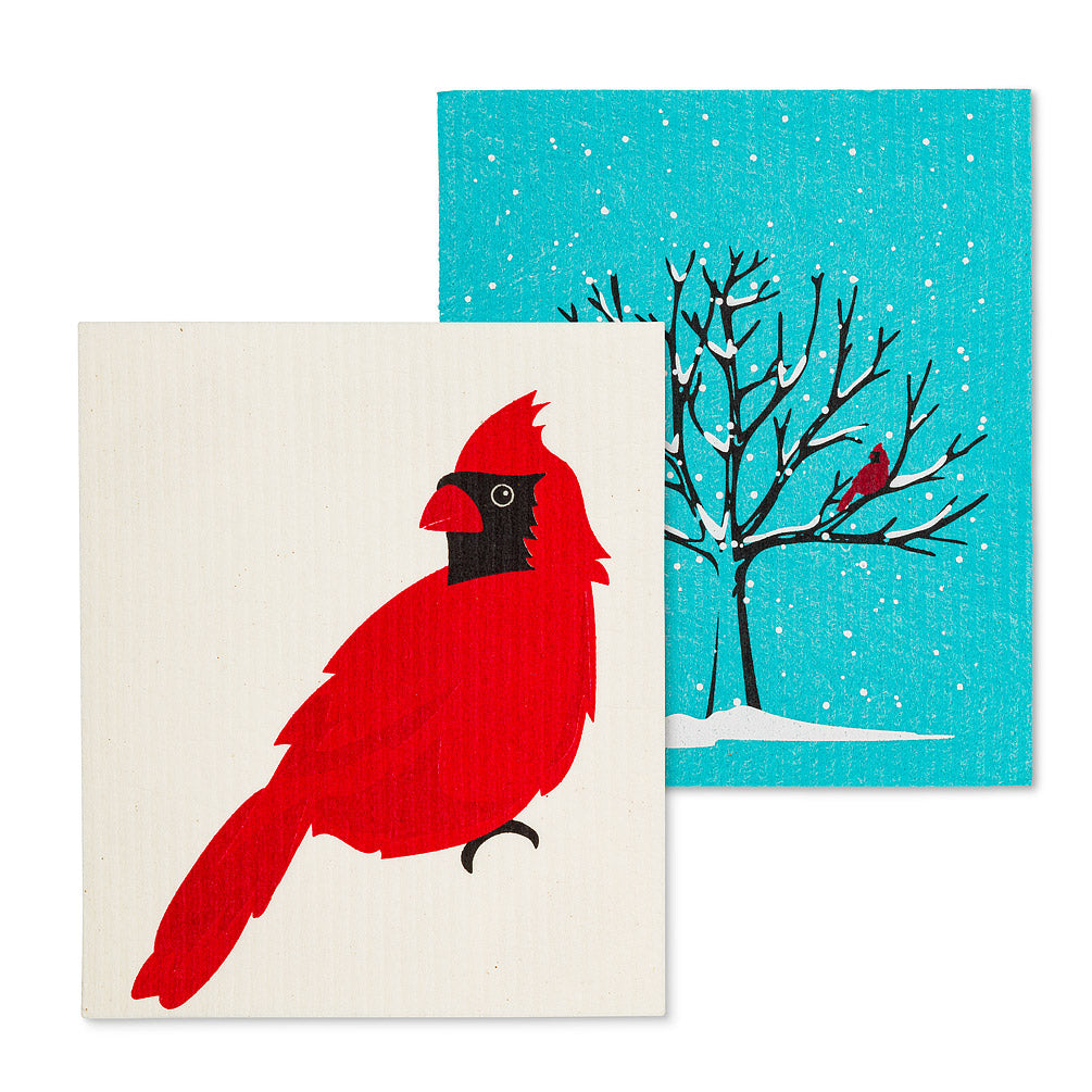 Cardinal & Tree Swedish Dishcloth - Set of 2