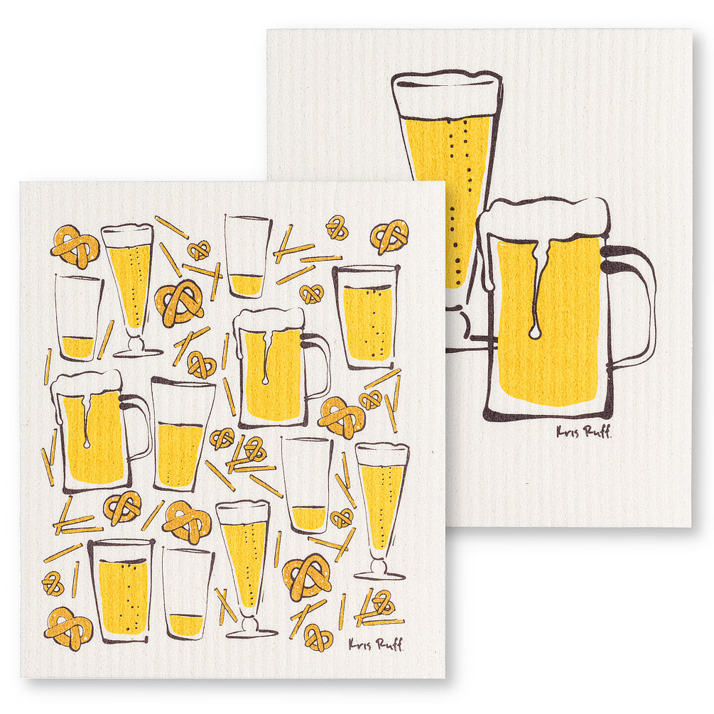 Beer & Pretzels Swedish Dishcloths - Set of 2