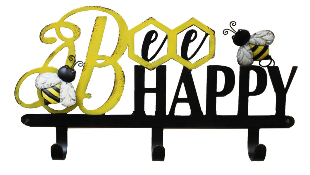 Bee Happy Wall Hooks FINAL SALE