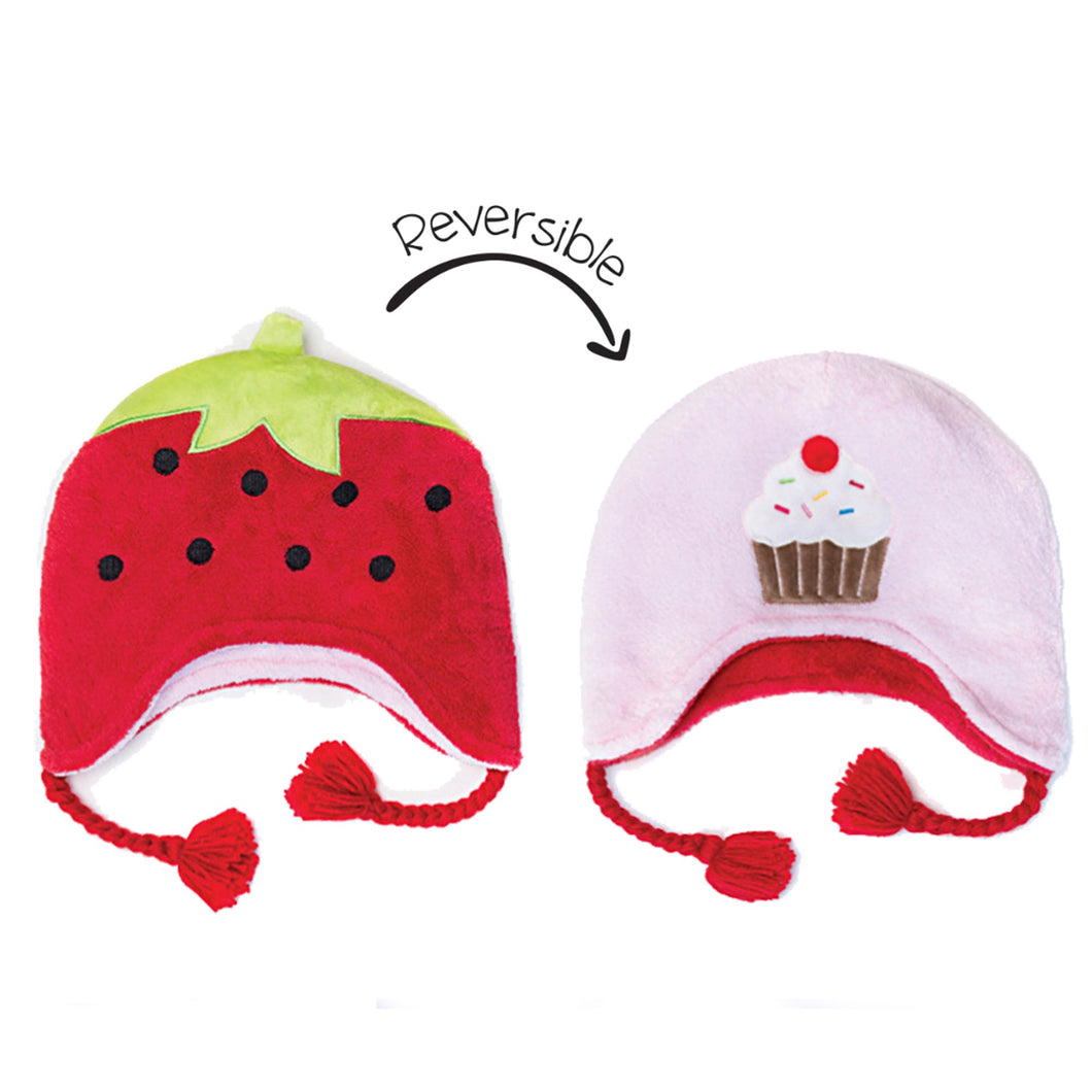 Kids UPF50+ Winter Hat - Strawberry/Cupcake (Small)