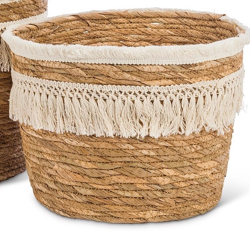Handwoven Basket With Fringe (PICKUP ONLY)