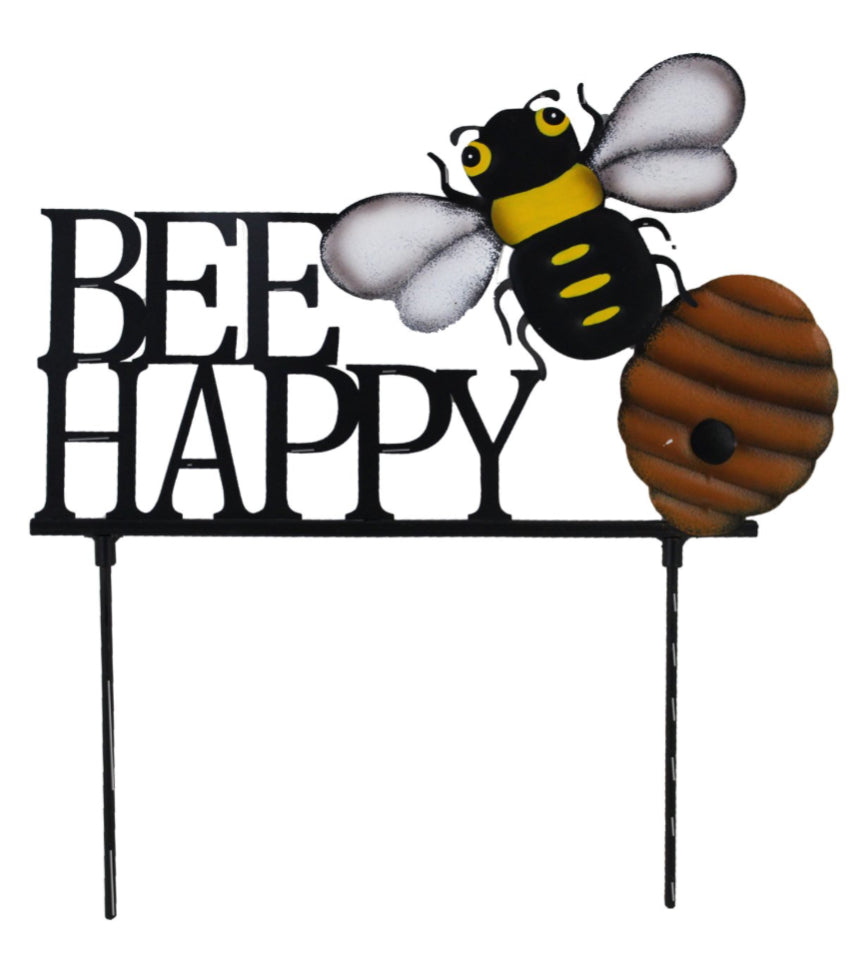 Bee Happy Garden Stake FINAL SALE