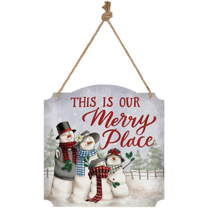 Snowmen Merry Place Metal Wall Hanging