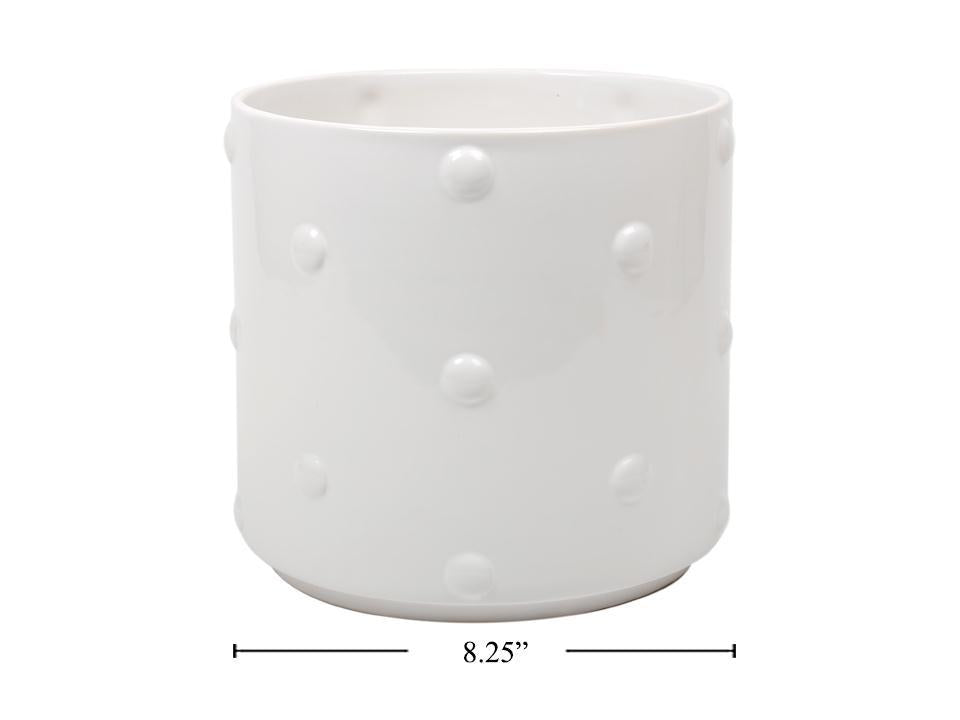 Large White Dotty Ceramic Planter