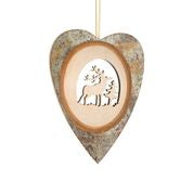 Deer Heart Wood Ornament