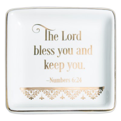 Lord Bless You Gold/White Trinket Dish