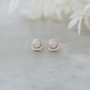 Admiration Studs - Gold/Rose Quartz