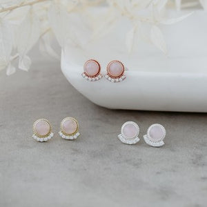 Admiration Studs - Silver/Rose Quartz