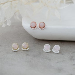 Admiration Studs - Gold/Rose Quartz