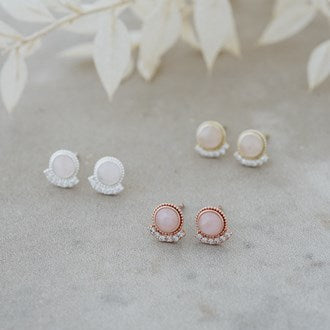 Admiration Studs - Gold/Rose Quartz