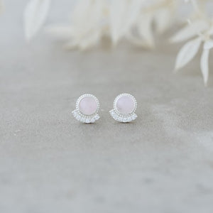 Admiration Studs - Silver/Rose Quartz