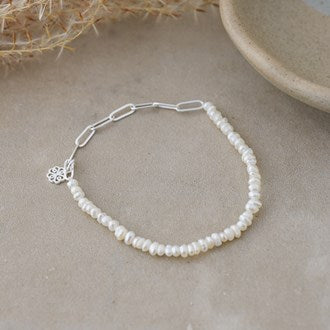 Alyssa Bracelet - Silver/White Pearl